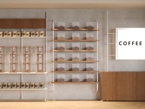 Log Style Coffee Display Rack Wall Hanging Display Rack Coffee Shop Ornaments Combination Coffee Display Cabinet Coffee