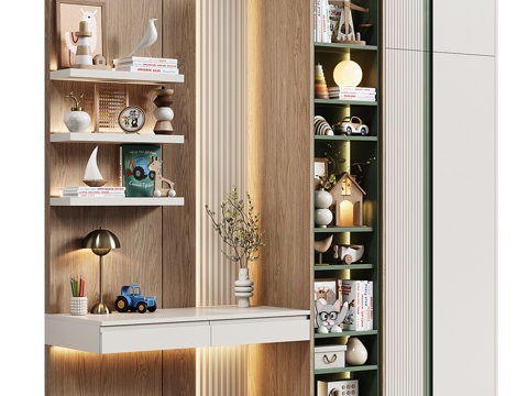 Children's modular wardrobe with desk, modern style 23