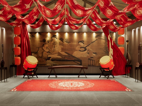 New Chinese Classical Musical Instruments Exhibition Hall Culture Exhibition Hall Music Exhibition Hall Guzheng Pipa Erhu