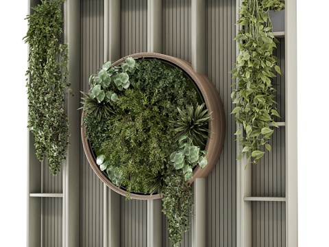Indoor wall vertical garden wooden round -24 pieces suit