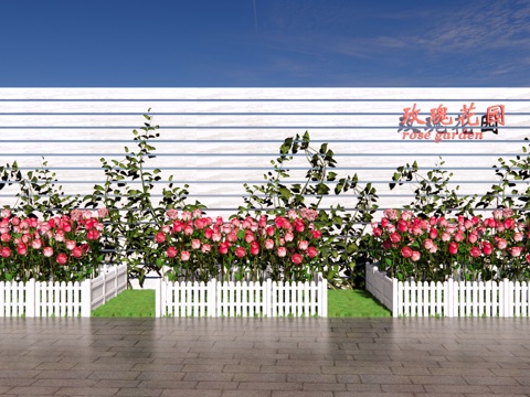Modern Shrub Rose Rose Rose Climbing Vine Rose Garden Wooden Fence