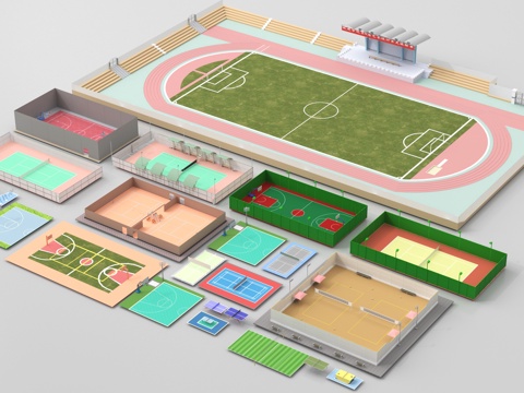 modern stadium football field basketball court volleyball court badminton court tennis court playground