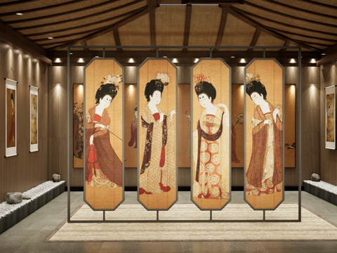 New Chinese Culture Exhibition Hall Tang Dynasty Ladies Exhibition Hall Exhibition Culture Wall Chinese Screen Datang