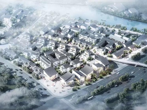 Chinese Beautiful Countryside Rural Architecture Aerial View of Countryside