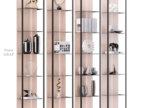 Porro GAP Shelf unit with lighting and decoration