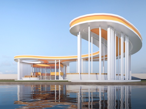 Modern Landscape Corridor Landscape Structure Small Public Building Post Station Building