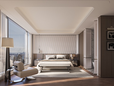 Hotel Deluxe Big Bed Room Lounge Chair Screen Bed Background