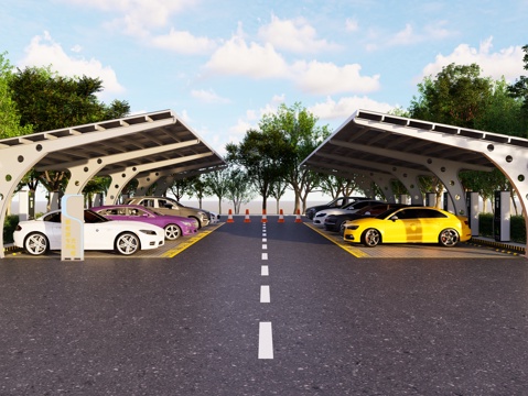Modern electric vehicle charging pile charging station charging shed outdoor parking new energy charging station