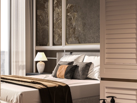 Hotel Deluxe Big Bed Room Table Lamp Screen