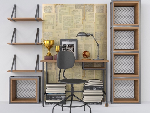 Desk with bookshelf