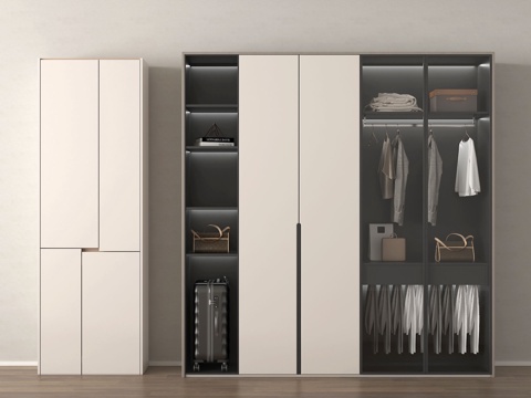Modern Minimalist Wardrobe Glass Wardrobe Open Wardrobe High Cabinet Wood