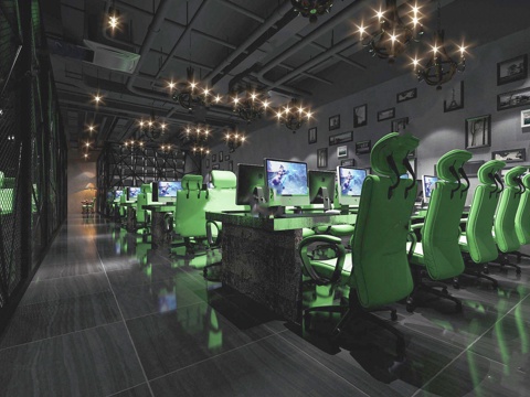 Industrial Style Internet Cafe Internet Cafe Computer Table and Chair Entertainment Place