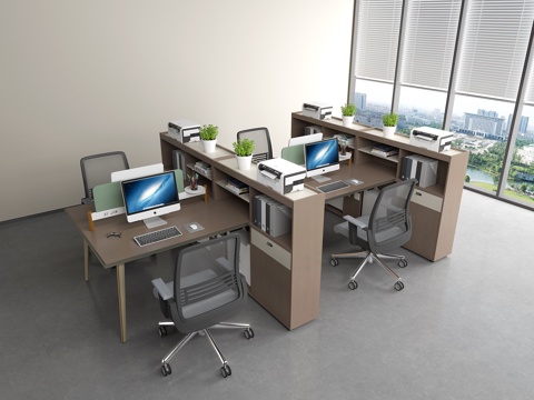 Modern Office Desk and Chair Combination Staff Office Desk and Chair Staff Station Computer Desk and Chair Movably Side Cabinet