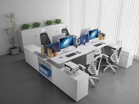 Modern Office Desk and Chair Combination Staff Office Desk and Chair Staff Station Computer Desk and Chair Movably Side Cabinet