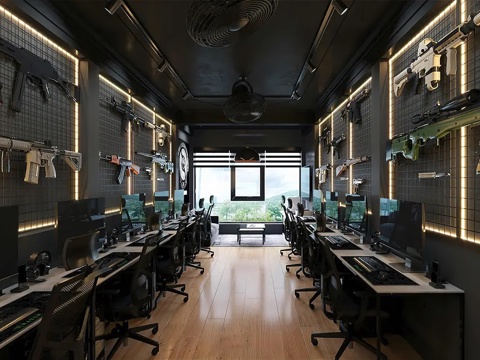 Industrial Style Internet Cafe Internet Cafe Computer Table and Chair Entertainment Place