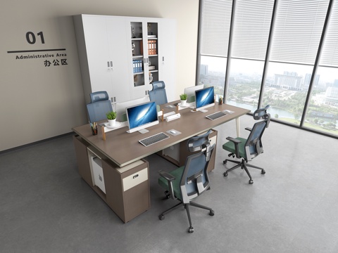 Modern Office Desk and Chair Combination Staff Office Desk and Chair Staff Station Computer Desk and Chair Movably Side Cabinet