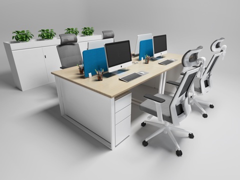 Modern Office Desk and Chair Combination Staff Office Desk and Chair Staff Station Computer Desk and Chair Movably Side Cabinet