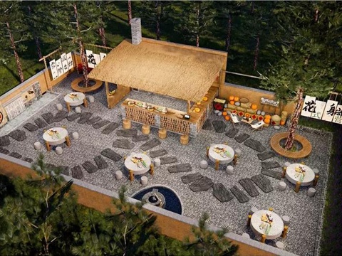 New Chinese-style Country Courtyard Beautiful Country Courtyard Country Food Courtyard