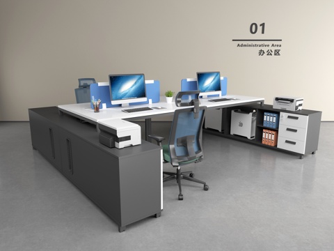 Modern Office Desk and Chair Combination Staff Office Desk and Chair Staff Station Computer Desk and Chair Movably Side Cabinet