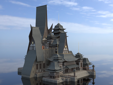 Japanese-style architecture Japanese-style ancient architecture Japanese-style castle Japanese-style palace ancient architecture