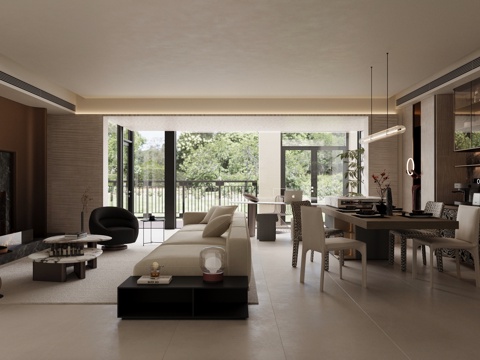 Modern Italian Living&Dining Room Affordable Luxury Style Italian Guest DiningRoom Daping Guest Restaurant High-class Grey Guest Restaurant