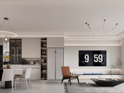 Modern Black White Grey Living&Dining Room Modern Furniture Modern Round Table Combination Wine Cabinet
