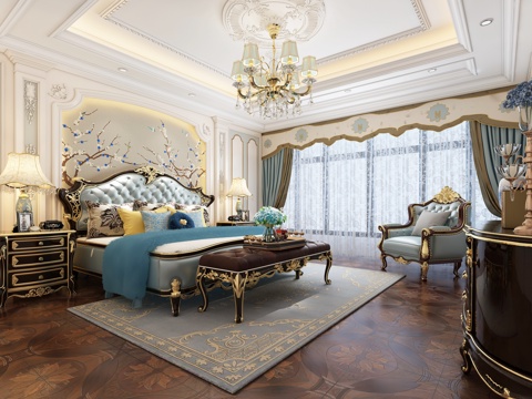 European classical style master bedroom