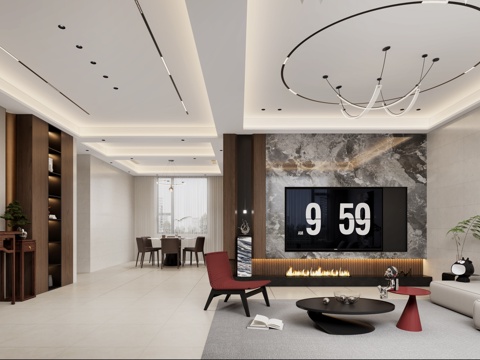 Italian Living&Dining Room Italian TV Background Italian Dining Table and Chair Italian Stairs Italian Sofa