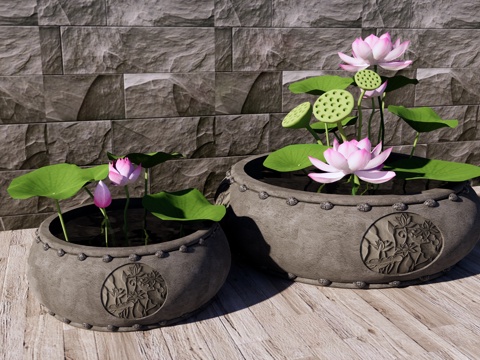 Chinese Style Water Tank Garden Stone Tank Lotus Tank Lotus Waterscape Zen Water Bowl Stone Carving Water Tank