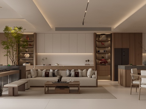 New Chinese Song Style Villa Living&Dining Room