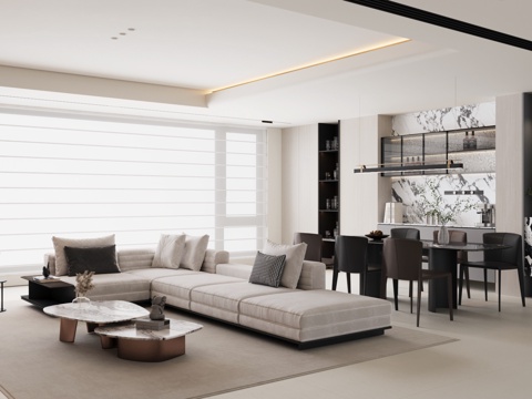 Modern Italian Living&Dining Room Affordable Luxury Style Italian Guest DiningRoom High-class Grey Guest Restaurant Black and White Grey Guest Restaurant