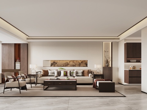 New Chinese Living&Dining Room New Chinese Sofa New Chinese TV Cabinet New Chinese Living Room New Chinese Cabinet