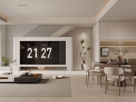 Cream Style Living&Dining Room