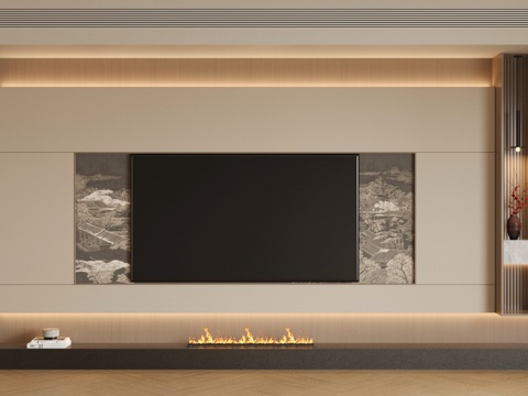 New Chinese Zen TV Wall Song Aesthetic Background Wall Living Room Background Wall Song Background Wall