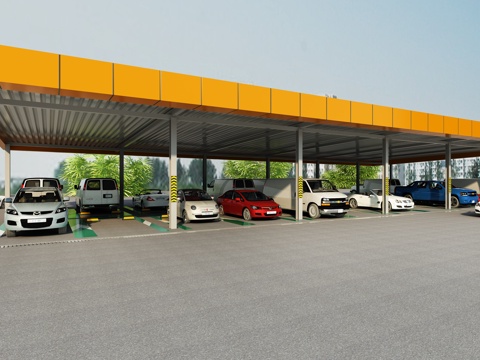 Modern outdoor building parking shed parking lot vehicle