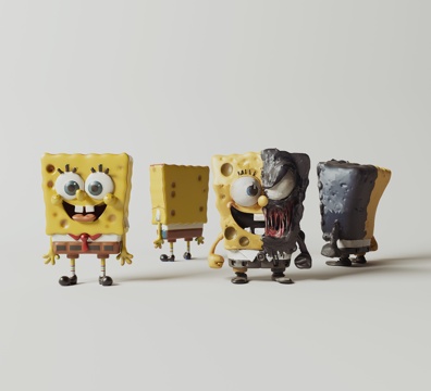 Modern Spongebob Baby Doll Trendy Play Ornaments Hand-made Sculpture Venom Spongebob