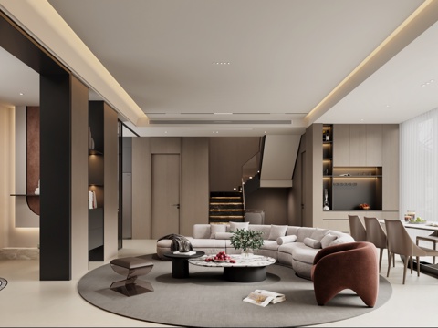 Italian Living&Dining Room Italian Sofa Italian Dining Table and Chair Italian TV Background Italian Kitchen