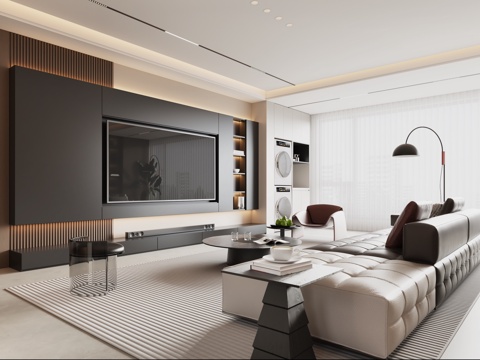 Italian Living&Dining Room Italian Kitchen Italian Dining Table Italian TV Background Italian Sofa Wine Cabinet