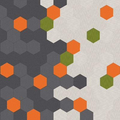 Seamless Grey Orange Green Hexagon Colorblock Carpet