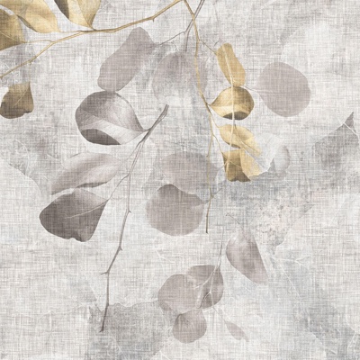 Grey Gold Leaves Wallpaper