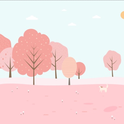 Cute Cartoon Pink Wallpaper Mural