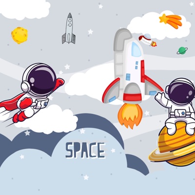 Cartoon hand drawn space astronaut wallpaper