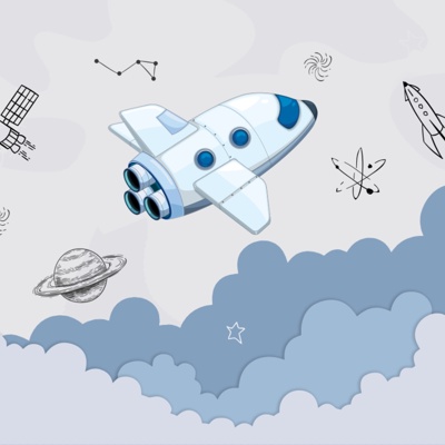 Children's cartoon space plane universe wallpaper