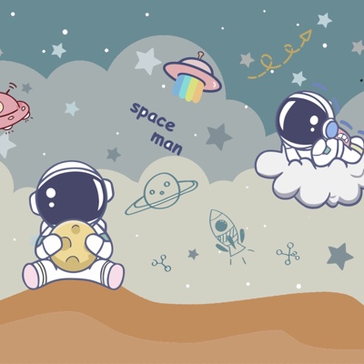 Children's cartoon space wallpaper