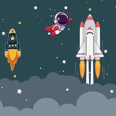 Children's cartoon space plane universe wallpaper