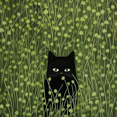 Modern Green Small Fresh Cat Oil Painting Decorative Painting