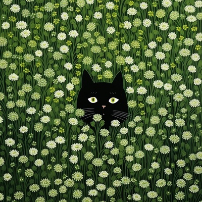 Modern Green Small Fresh Cat Oil Painting Decorative Painting