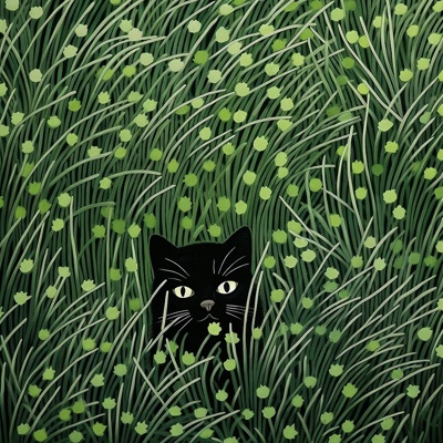 Modern Green Small Fresh Cat Oil Painting Decorative Painting