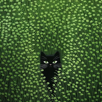 Modern Green Small Fresh Cat Oil Painting Decorative Painting