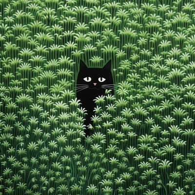 Modern Green Small Fresh Cat Oil Painting Decorative Painting